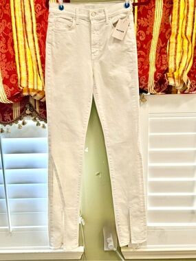 MOTHER White High-Rise Split-Hem Chinos